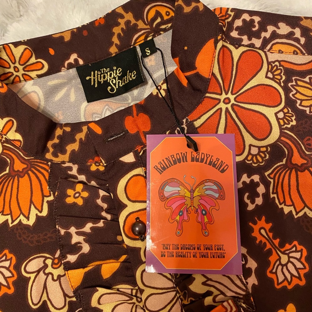 The Hippie Shake 70’s Hey Joe Floral Ruffle Shirt